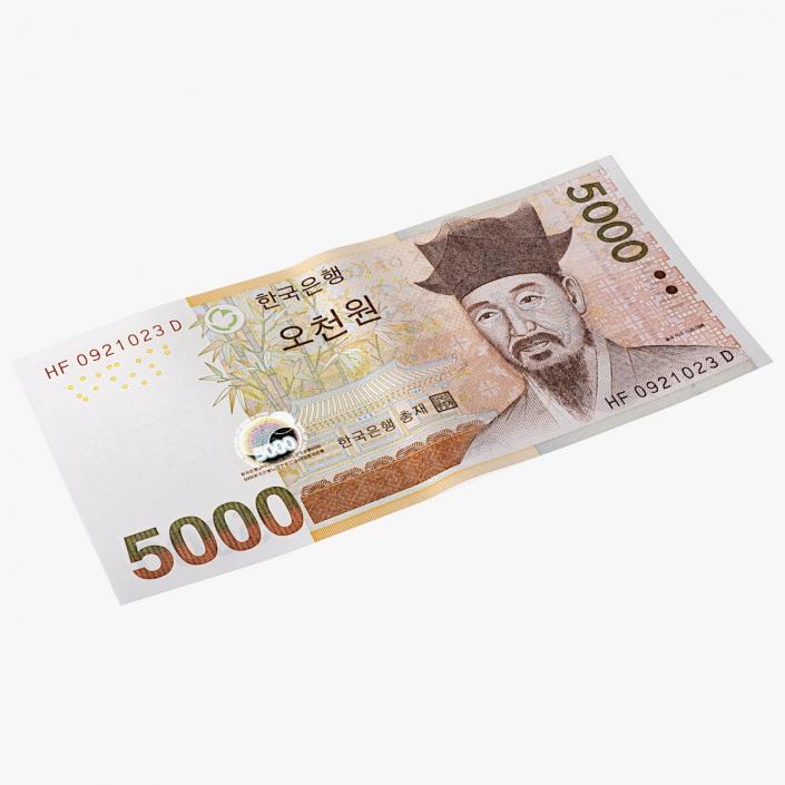 3D model South Korean 5000 Won Banknote