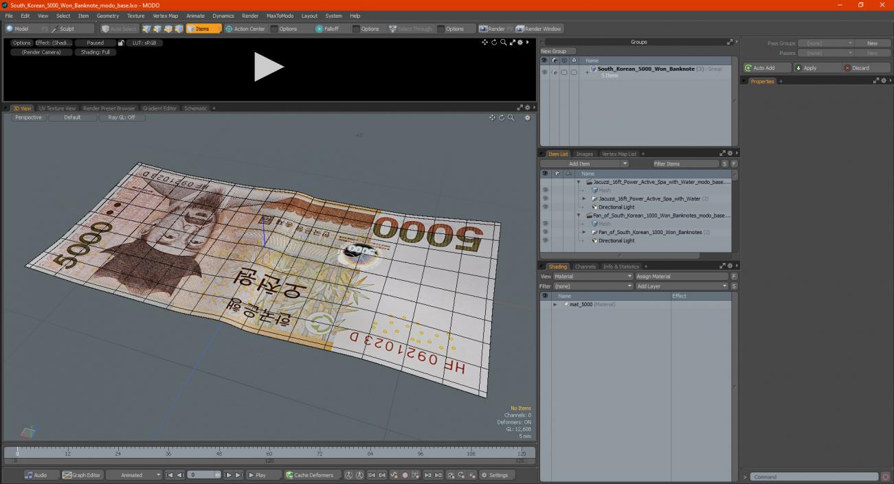 3D model South Korean 5000 Won Banknote