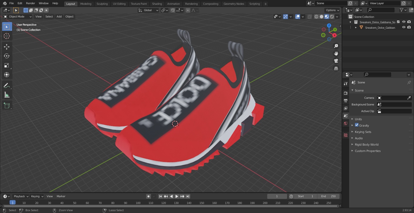 3D model Sneakers Dolce Gabbana Sorrento Red