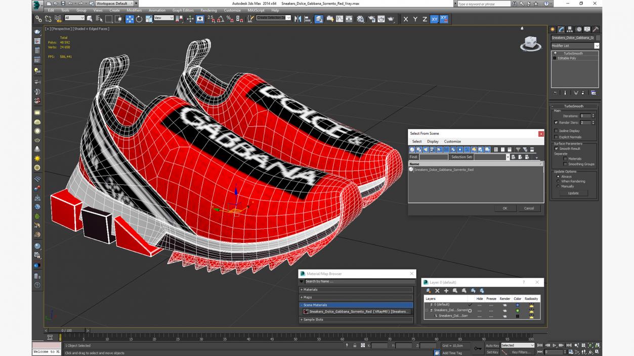 3D model Sneakers Dolce Gabbana Sorrento Red