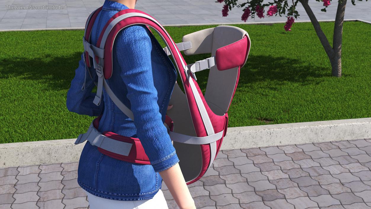 3D Woman with Baby Carrier Pink model