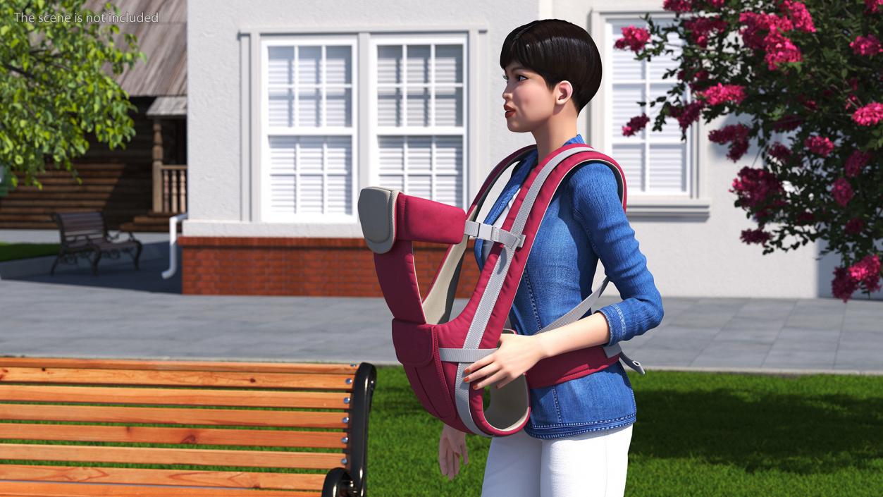 3D Woman with Baby Carrier Pink model