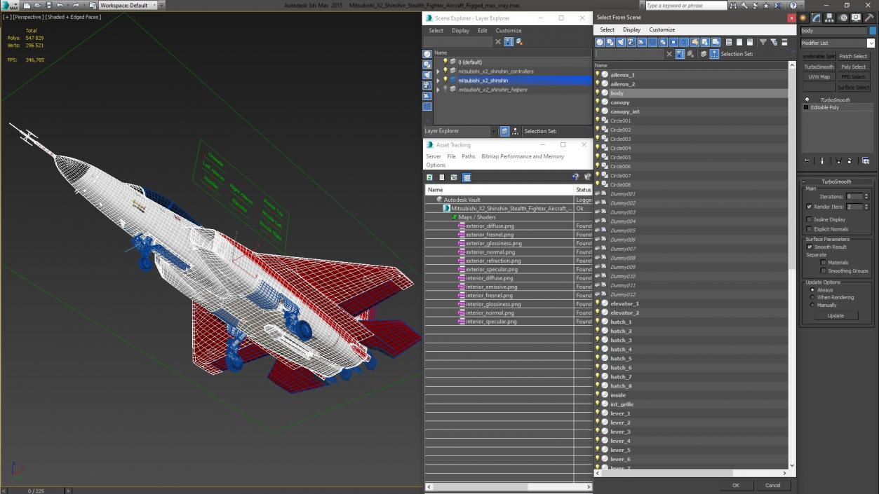 Mitsubishi X2 Shinshin Stealth Fighter Aircraft Rigged 3D model