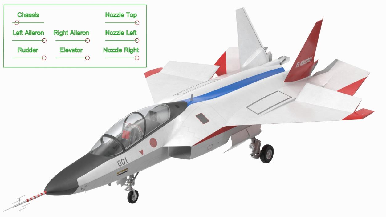 Mitsubishi X2 Shinshin Stealth Fighter Aircraft Rigged 3D model