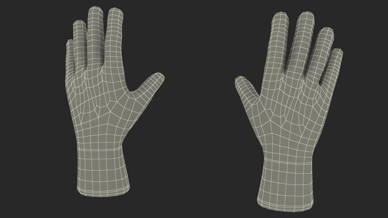 3D model Safety Work Gloves Gray Rigged