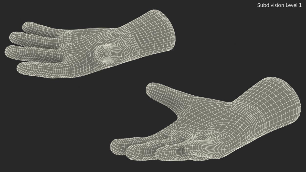 3D model Safety Work Gloves Gray Rigged