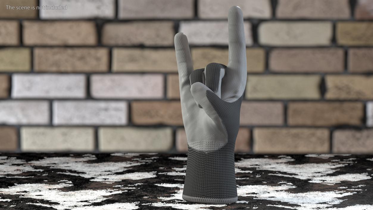 3D model Safety Work Gloves Gray Rigged