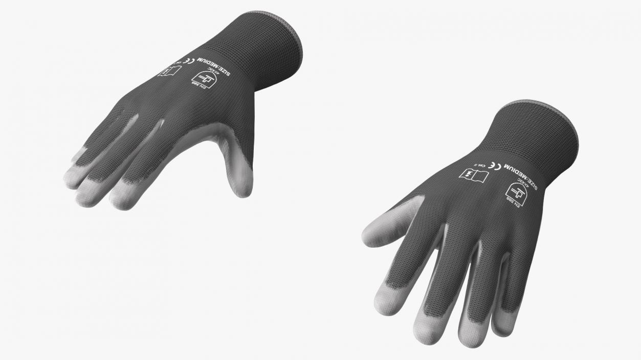 3D model Safety Work Gloves Gray Rigged