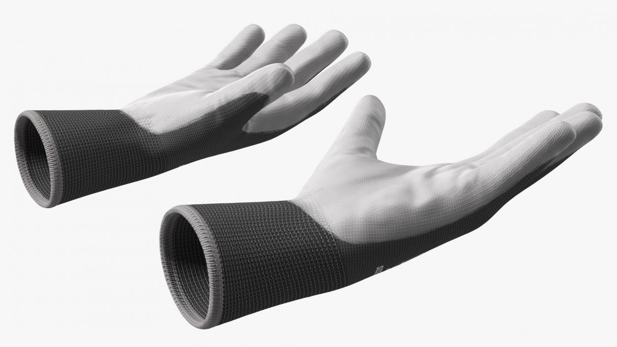 3D model Safety Work Gloves Gray Rigged