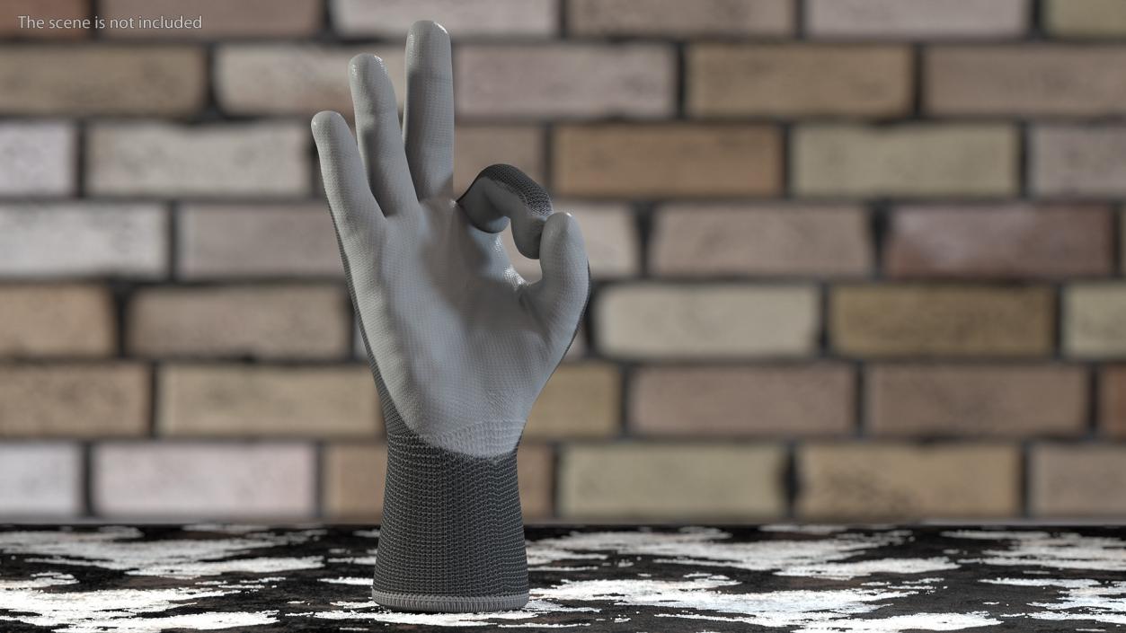 3D model Safety Work Gloves Gray Rigged