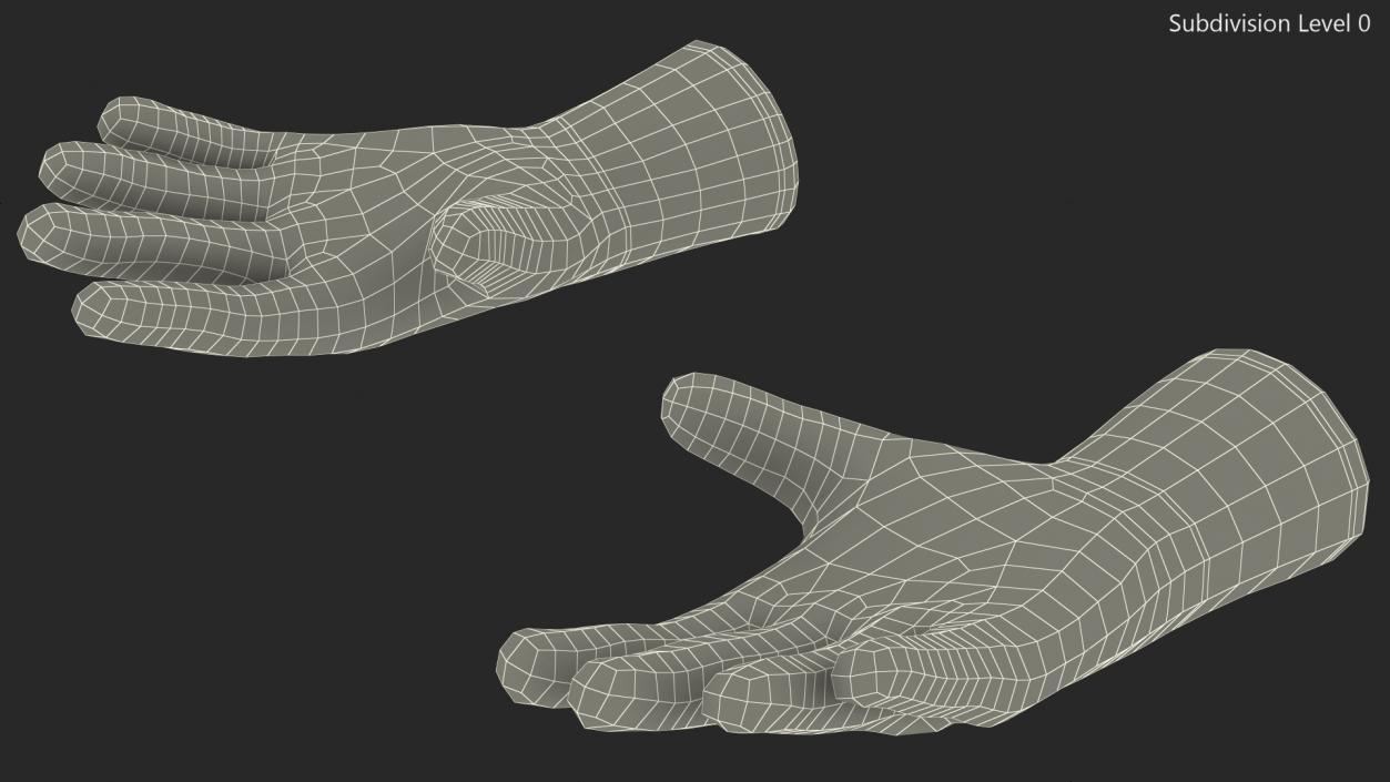 3D model Safety Work Gloves Gray Rigged