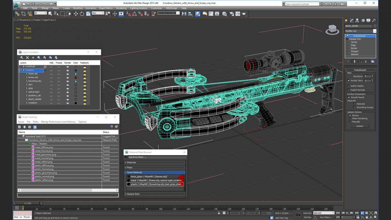 Crossbow Generic with Arrow and Scope 3D