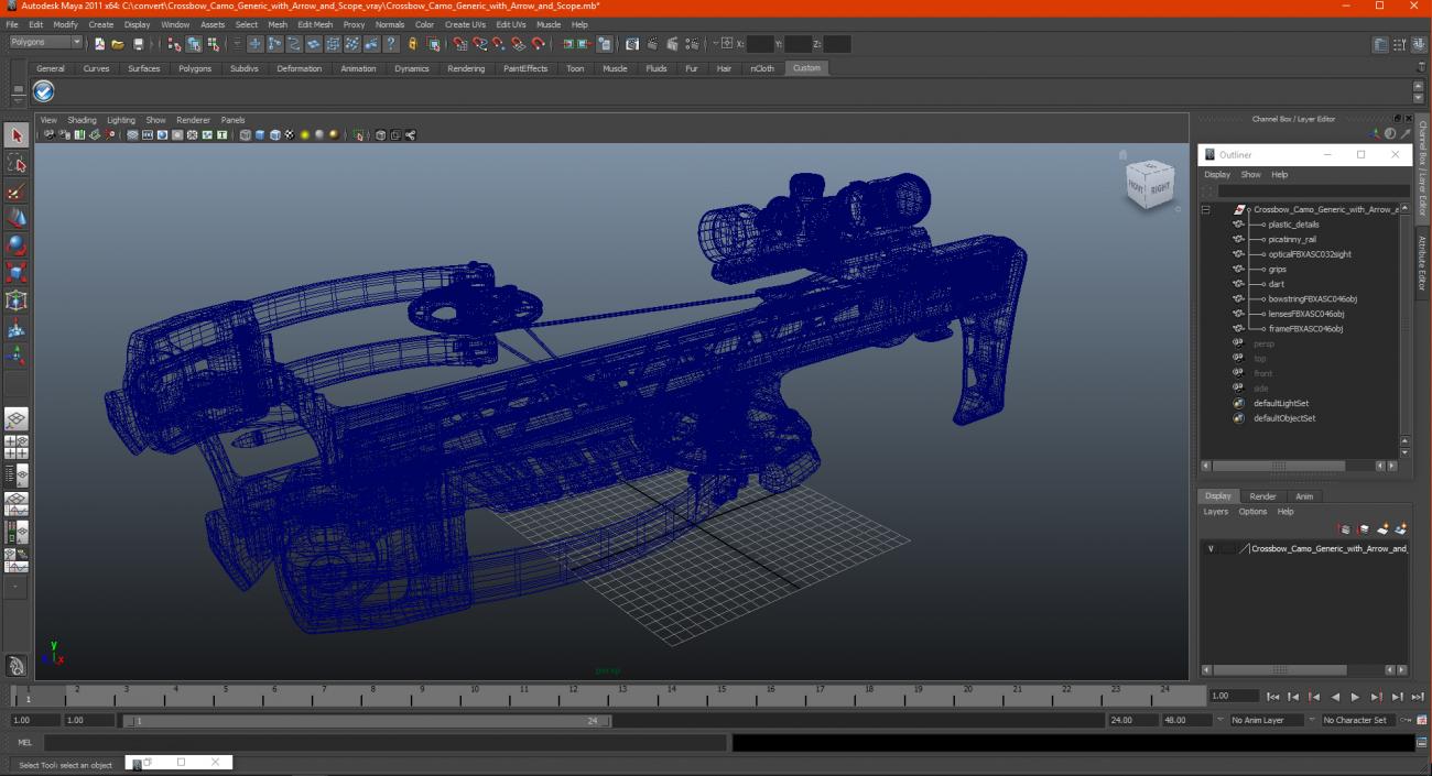 Crossbow Generic with Arrow and Scope 3D