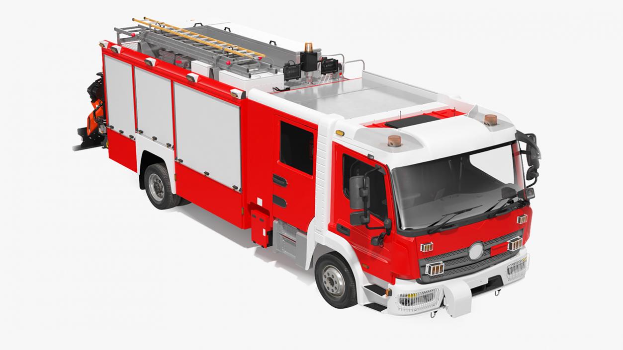 3D Modern Fire Truck Rigged for Cinema 4D model