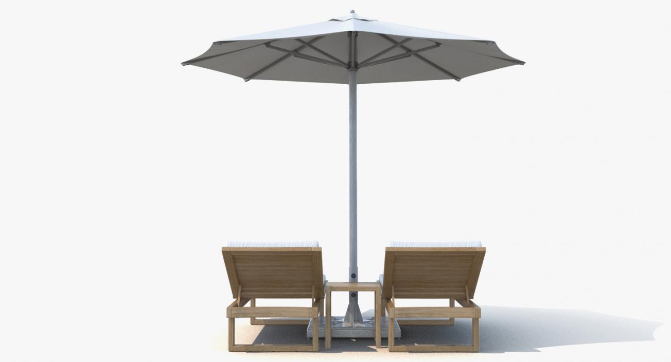 3D Sun Loungers with Umbrella