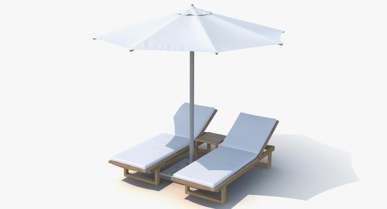 3D Sun Loungers with Umbrella