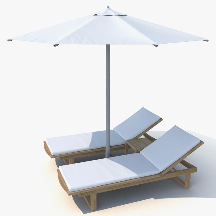 3D Sun Loungers with Umbrella