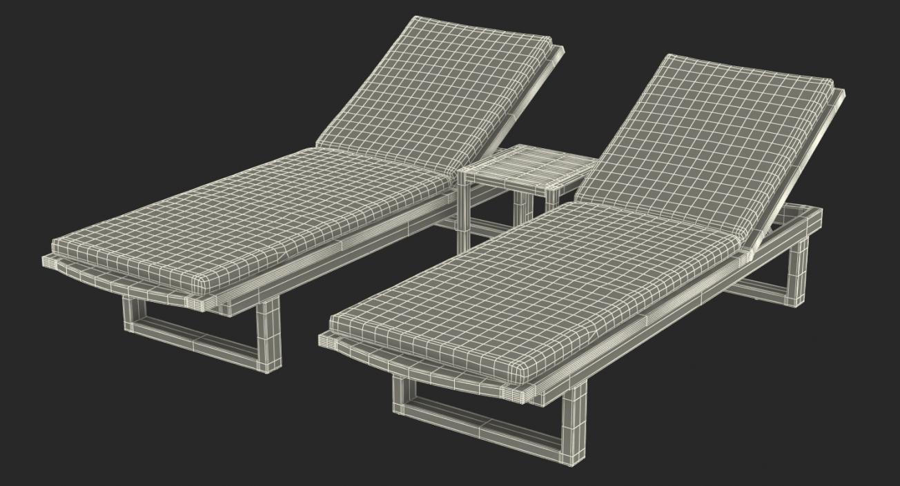 3D Sun Loungers with Umbrella