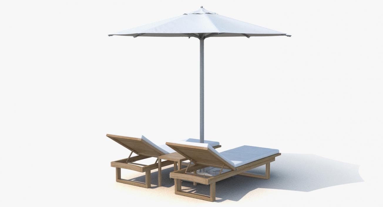 3D Sun Loungers with Umbrella