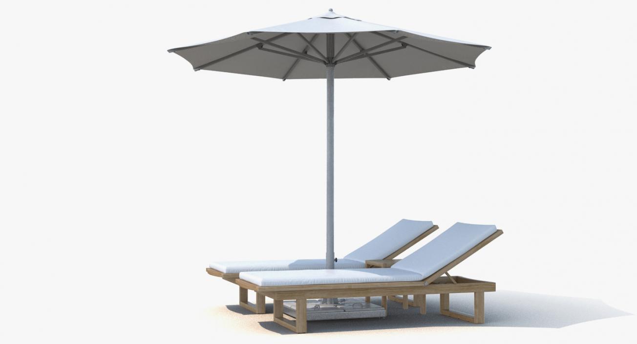 3D Sun Loungers with Umbrella