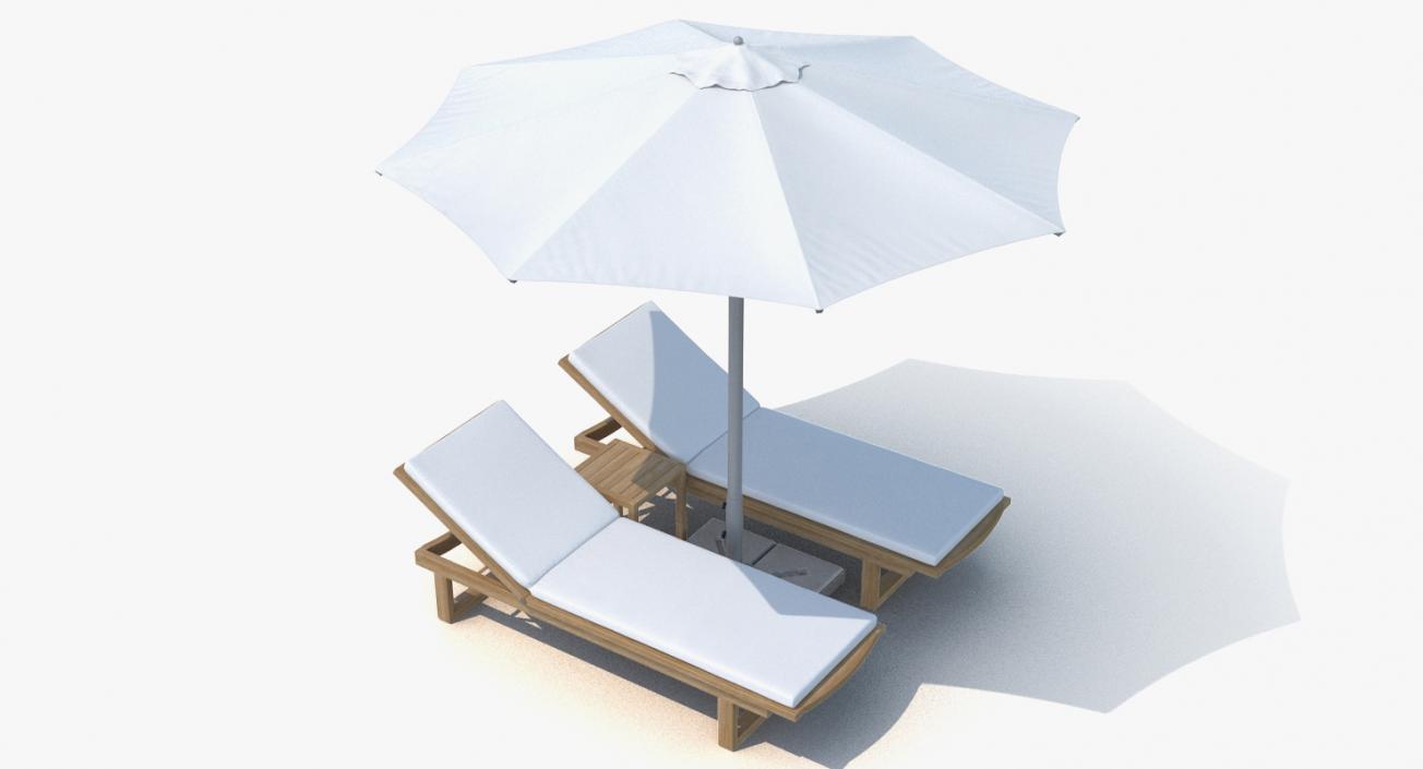 3D Sun Loungers with Umbrella