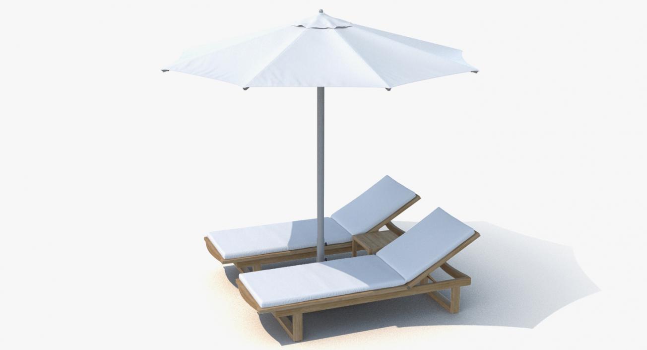 3D Sun Loungers with Umbrella