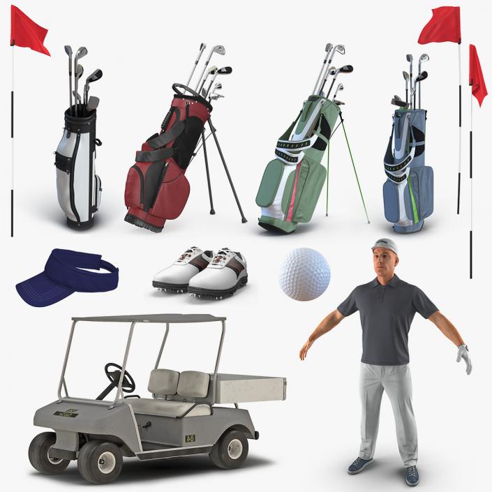 3D Golf Player and Equipment Collection