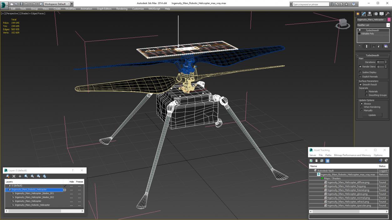 3D Ingenuity Mars Robotic Helicopter model