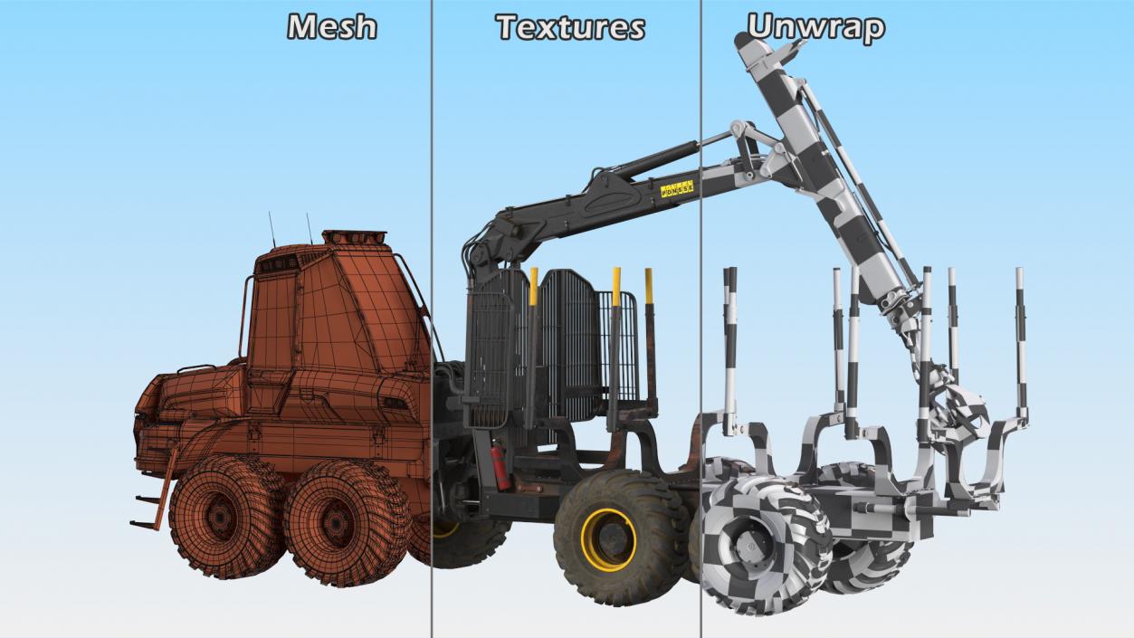 3D Forwarder Ponsse Buffalo 8W Dirty model