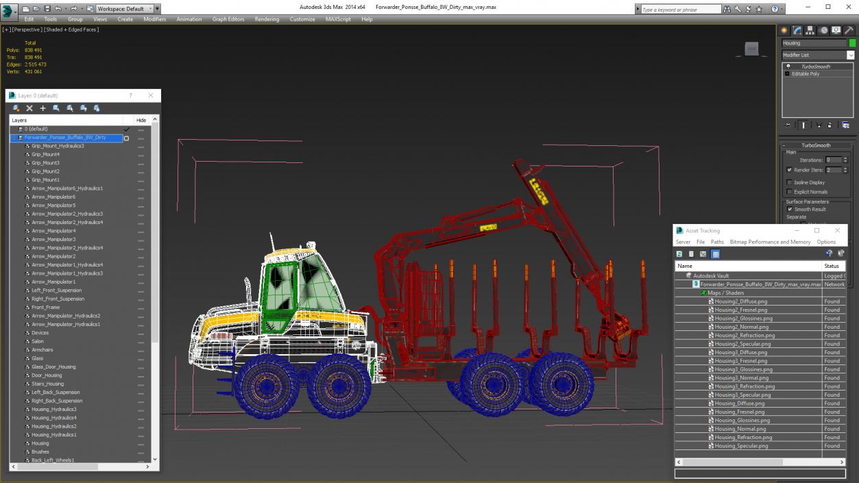 3D Forwarder Ponsse Buffalo 8W Dirty model