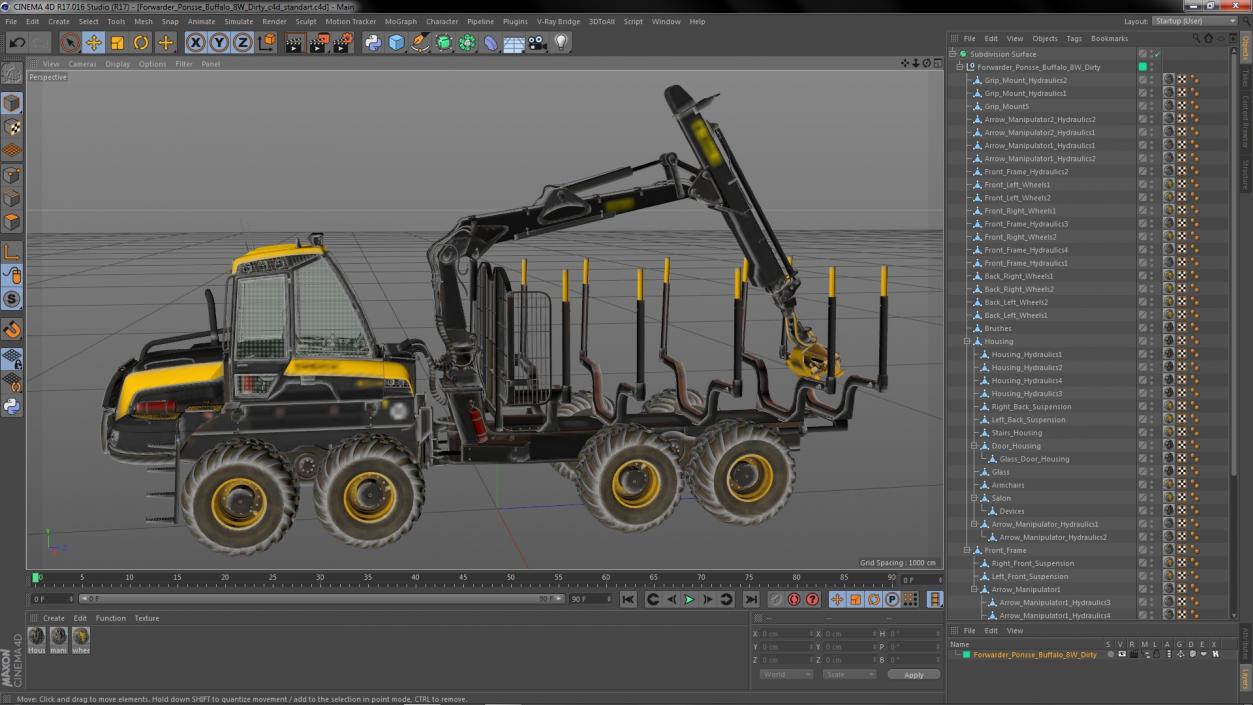 3D Forwarder Ponsse Buffalo 8W Dirty model