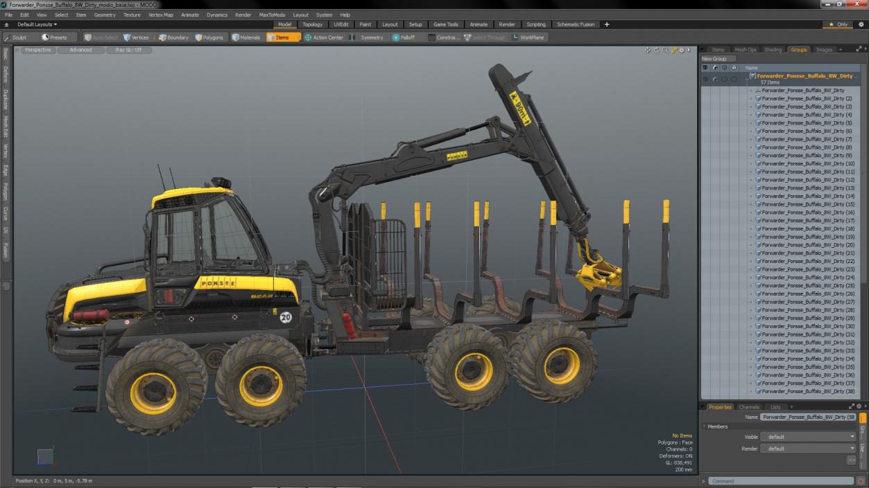 3D Forwarder Ponsse Buffalo 8W Dirty model