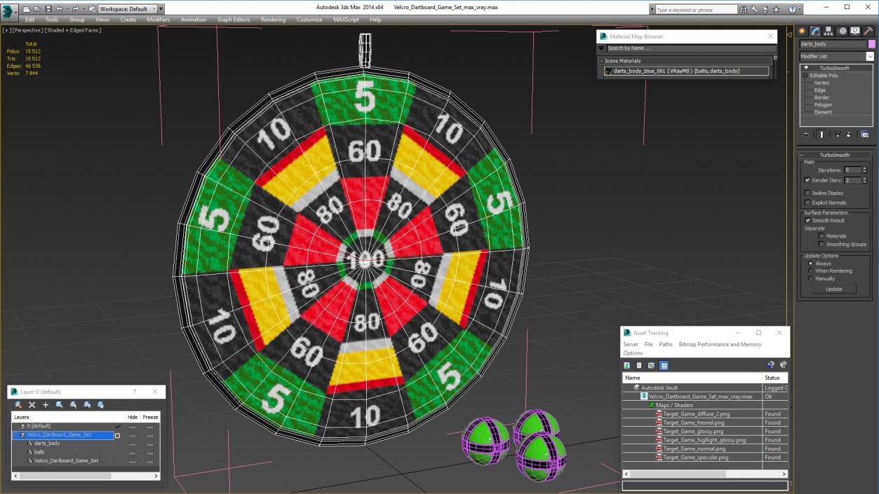 3D model Velcro Dartboard Game Set