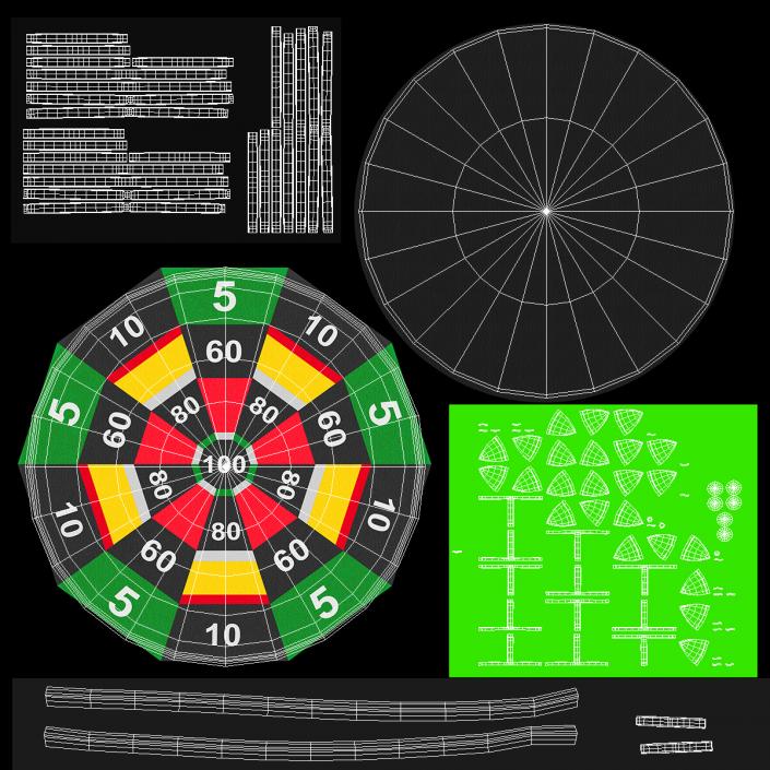 3D model Velcro Dartboard Game Set