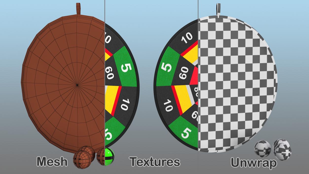 3D model Velcro Dartboard Game Set