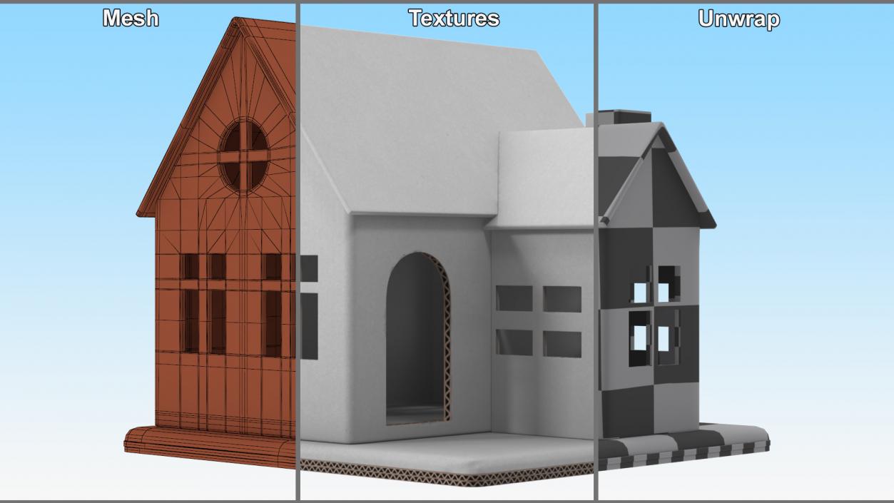 3D Cardboard House White 2 model