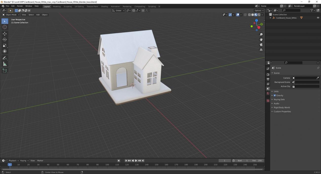 3D Cardboard House White 2 model