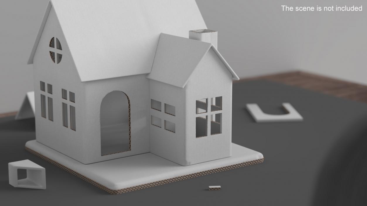 3D Cardboard House White 2 model