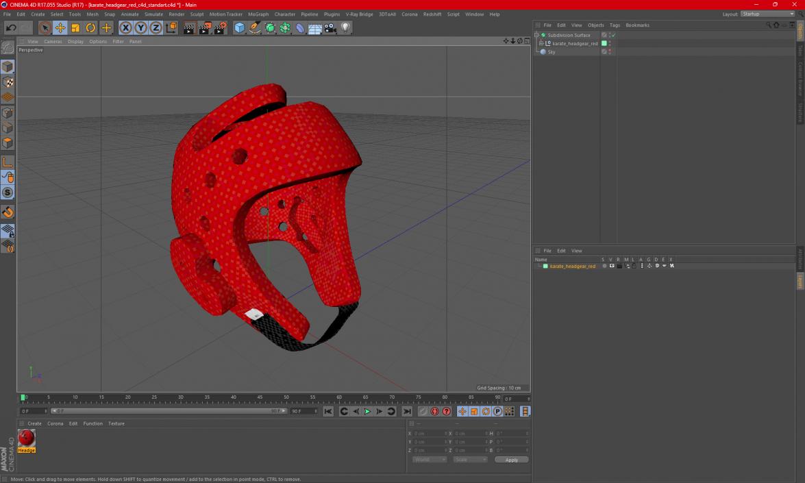 Karate Headgear Red 3D model