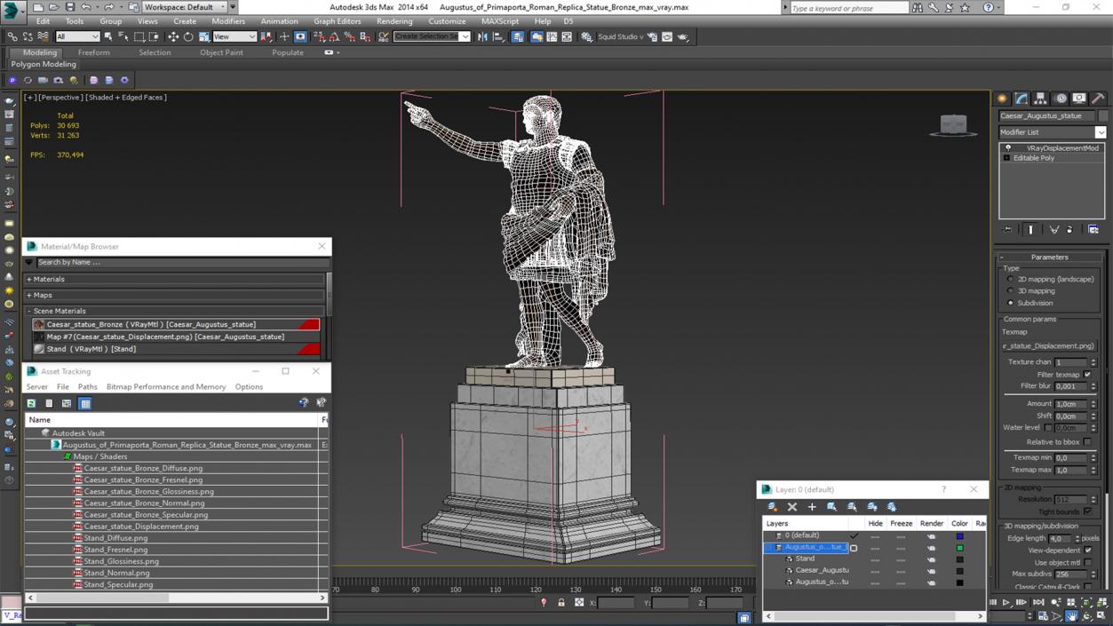 3D model Augustus of Primaporta Roman Replica Statue Bronze