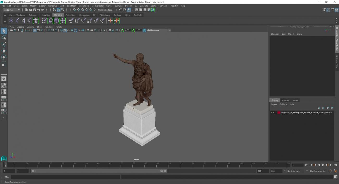 3D model Augustus of Primaporta Roman Replica Statue Bronze