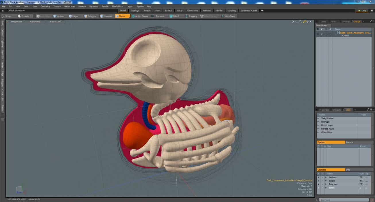 3D model Bath Duck Anatomy Transparent Shell