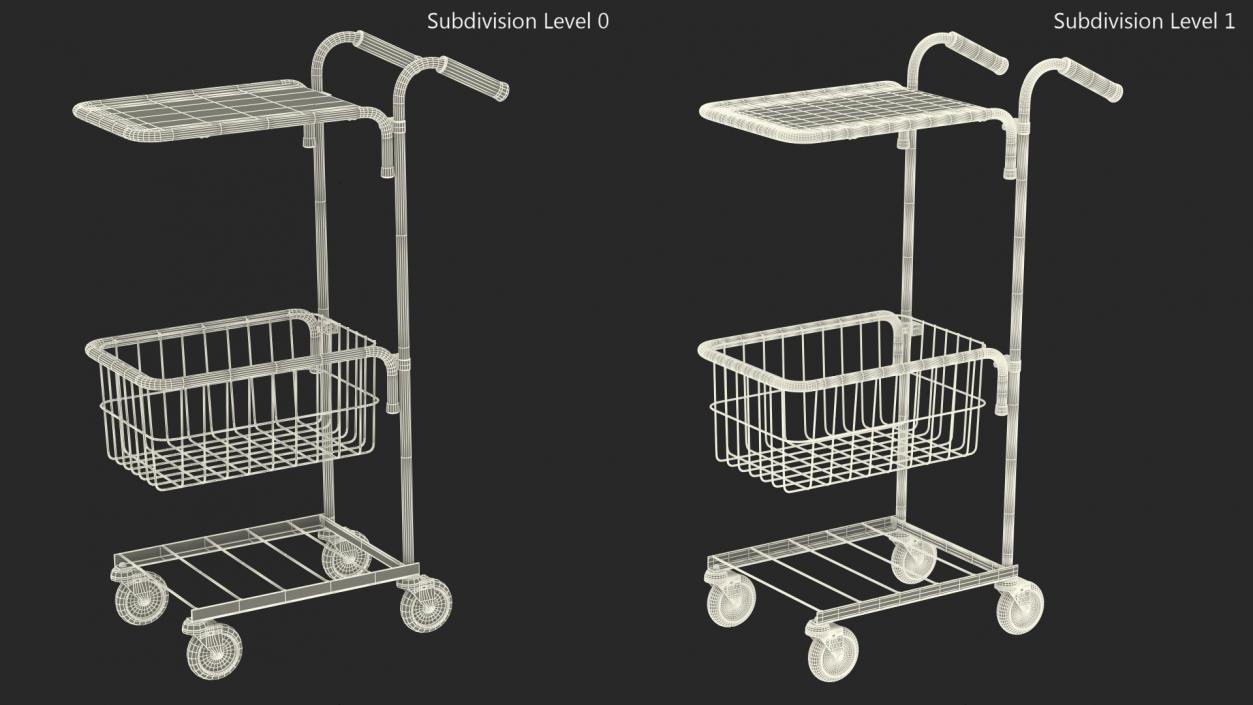 3D Chrome Mini Trolley with Shelf and Basket