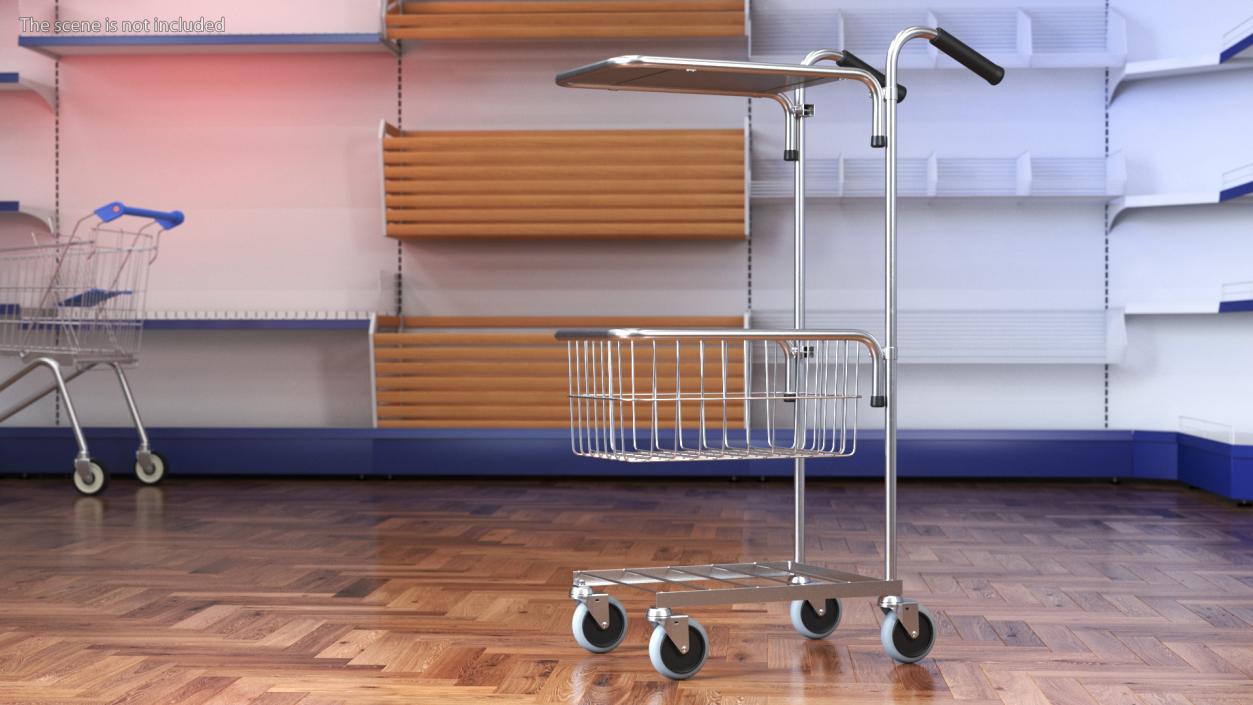 3D Chrome Mini Trolley with Shelf and Basket