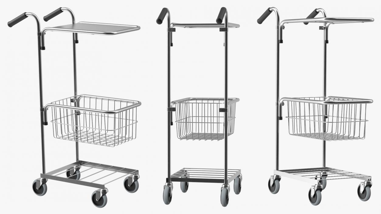 3D Chrome Mini Trolley with Shelf and Basket