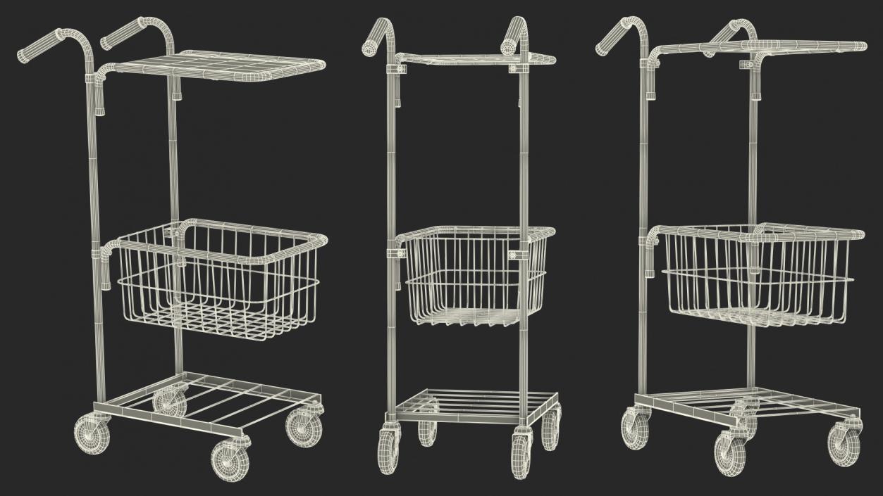 3D Chrome Mini Trolley with Shelf and Basket