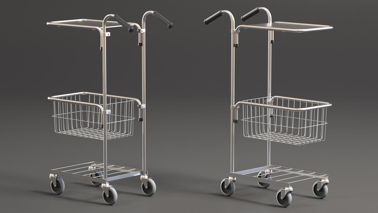 3D Chrome Mini Trolley with Shelf and Basket