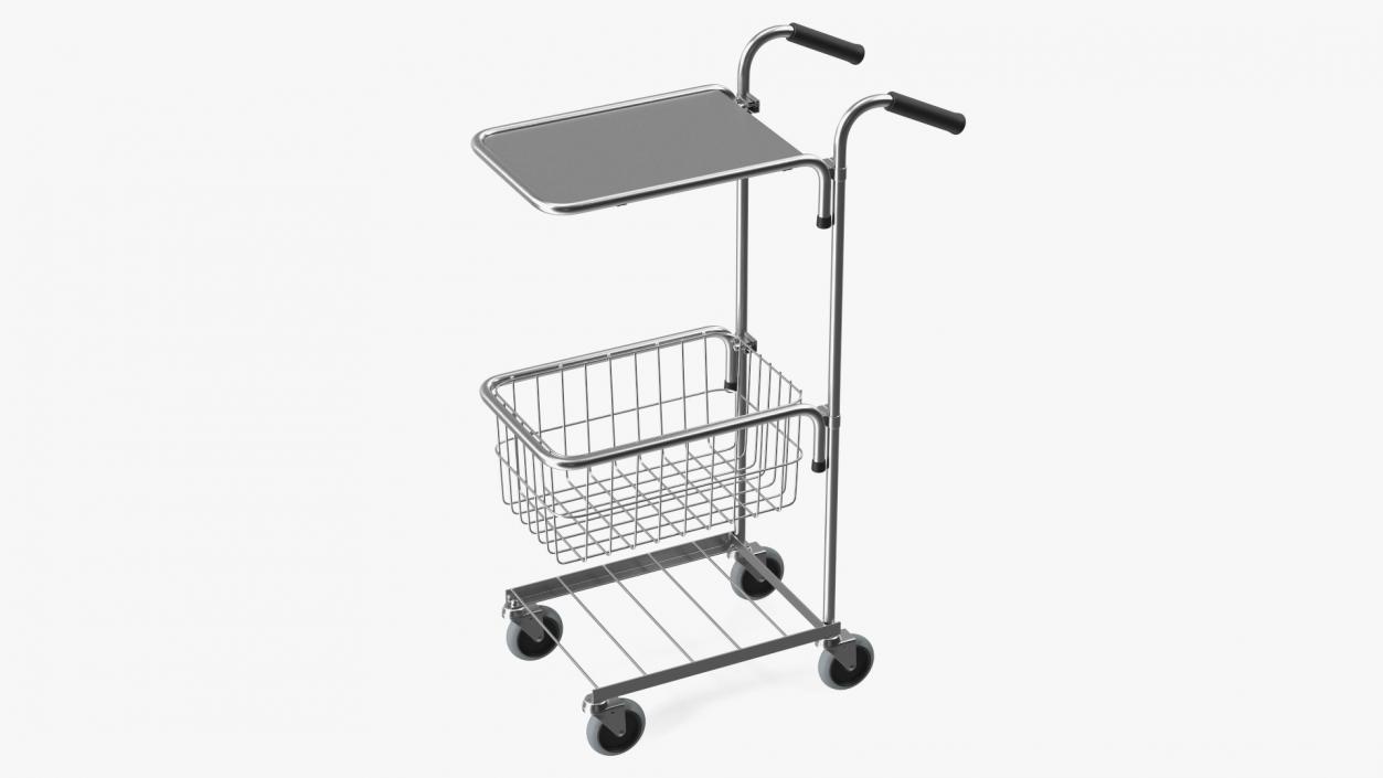 3D Chrome Mini Trolley with Shelf and Basket