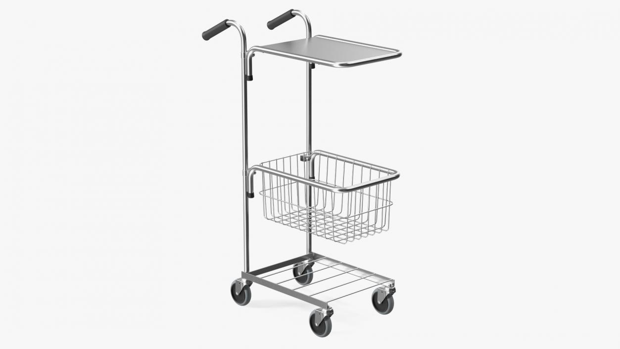 3D Chrome Mini Trolley with Shelf and Basket