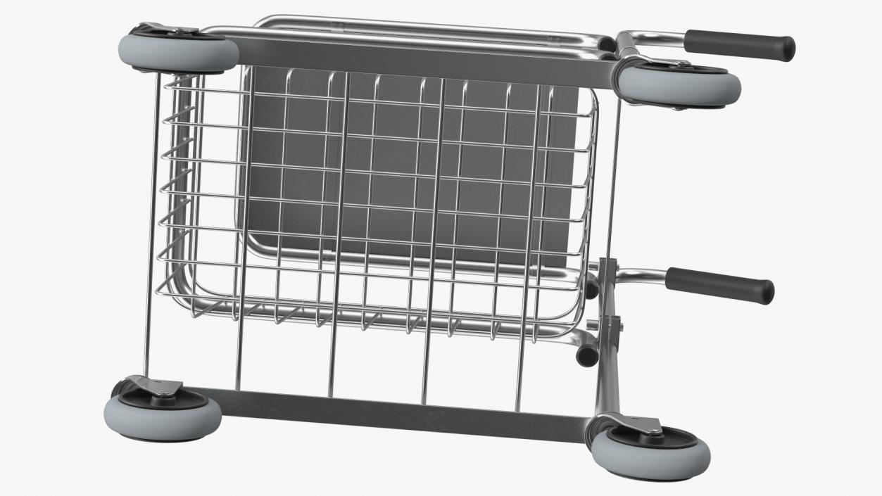 3D Chrome Mini Trolley with Shelf and Basket